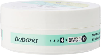 Babaria - Cera Moldeadora Mate | Cera Mate Pelo Hombre Y Mujer | 100Ml | Resistencia 48H | 100% Vegano | Fijación Ultra-Fuerte | Cabellos Cortos Y Medios
